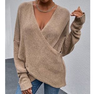 Tulip Hem Surplice Sweater